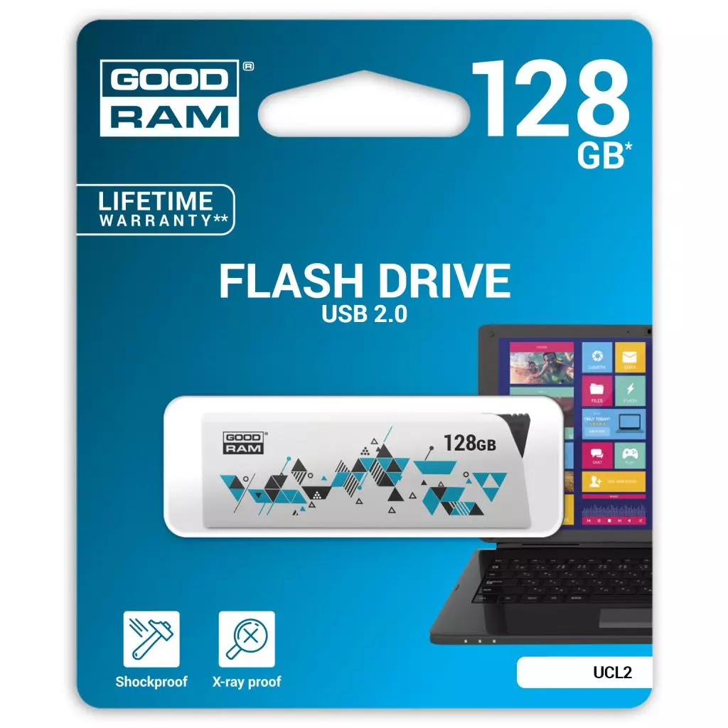 USB флеш накопитель Goodram 128GB UCL2 Click White USB 2.0 (UCL2-1280W0R11) - 3 USB флеш накопитель Goodram 128GB UCL2 Click White USB 2.0 (UCL2-1280W0R11) - 3