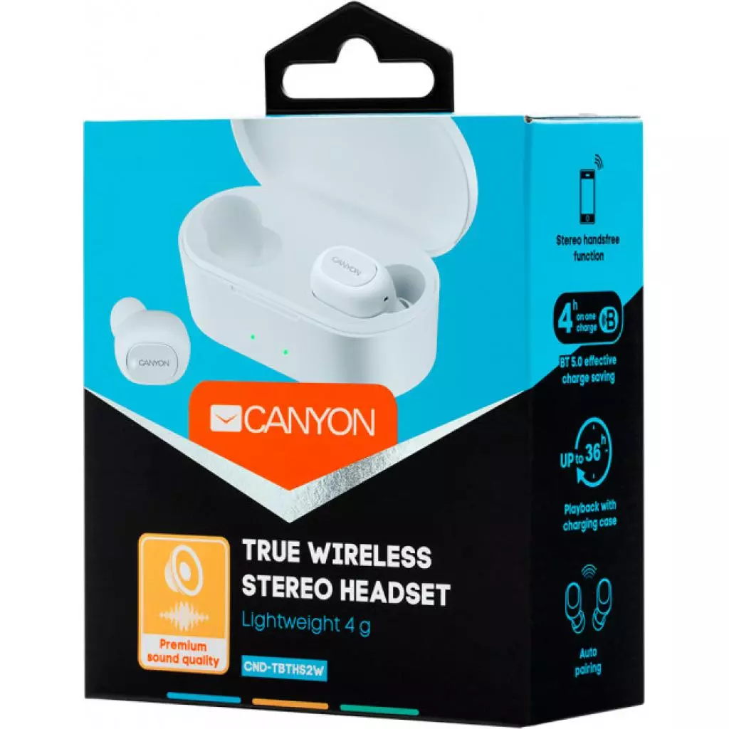 Наушники Canyon CND-TBTHS2B White (CND-TBTHS2W) - 2
