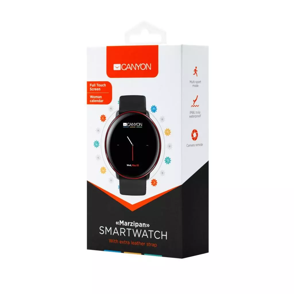 Смарт-часы Canyon CNS-SW75BR black-red body with extra black leather belt (CNS-SW75BR) - 3 Смарт-часы Canyon CNS-SW75BR black-red body with extra black leather belt (CNS-SW75BR) - 3