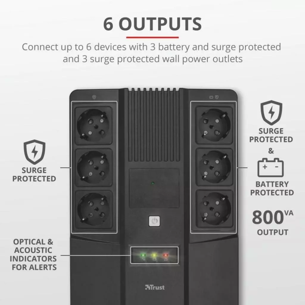 Источник бесперебойного питания Trust Maxxon 800VA UPS (23326_TRUST) - 8 Источник бесперебойного питания Trust Maxxon 800VA UPS (23326_TRUST) - 8