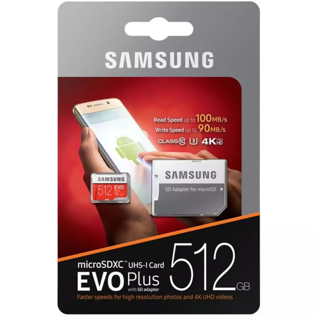 Карта памяти Samsung 512GB microSDXC class 10 UHS-I U3 Evo Plus (MB-MC512GA/RU) - 5 Карта памяти Samsung 512GB microSDXC class 10 UHS-I U3 Evo Plus (MB-MC512GA/RU) - 5