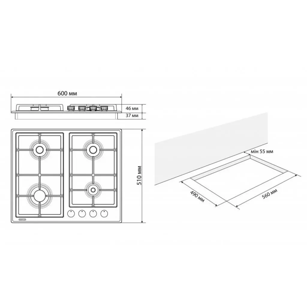 Варочная поверхность Eleyus NIKA 60 BL CWF (NIKA60BLCWF) - 7 Варочная поверхность Eleyus NIKA 60 BL CWF (NIKA60BLCWF) - 7
