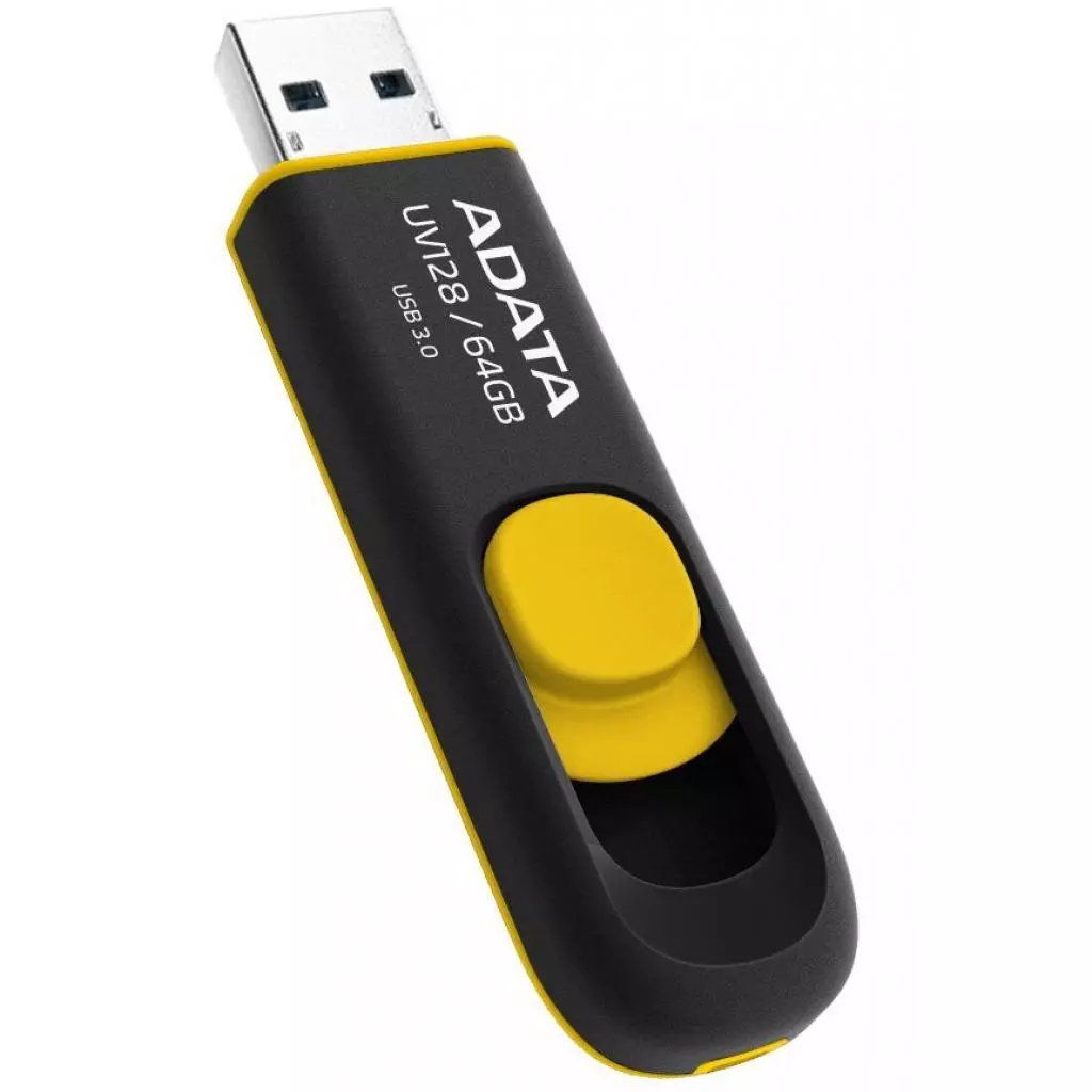 USB флеш накопитель ADATA 64GB UV128 Black-Yellow USB 3.0 (AUV128-64G-RBY) - 3 USB флеш накопитель ADATA 64GB UV128 Black-Yellow USB 3.0 (AUV128-64G-RBY) - 3