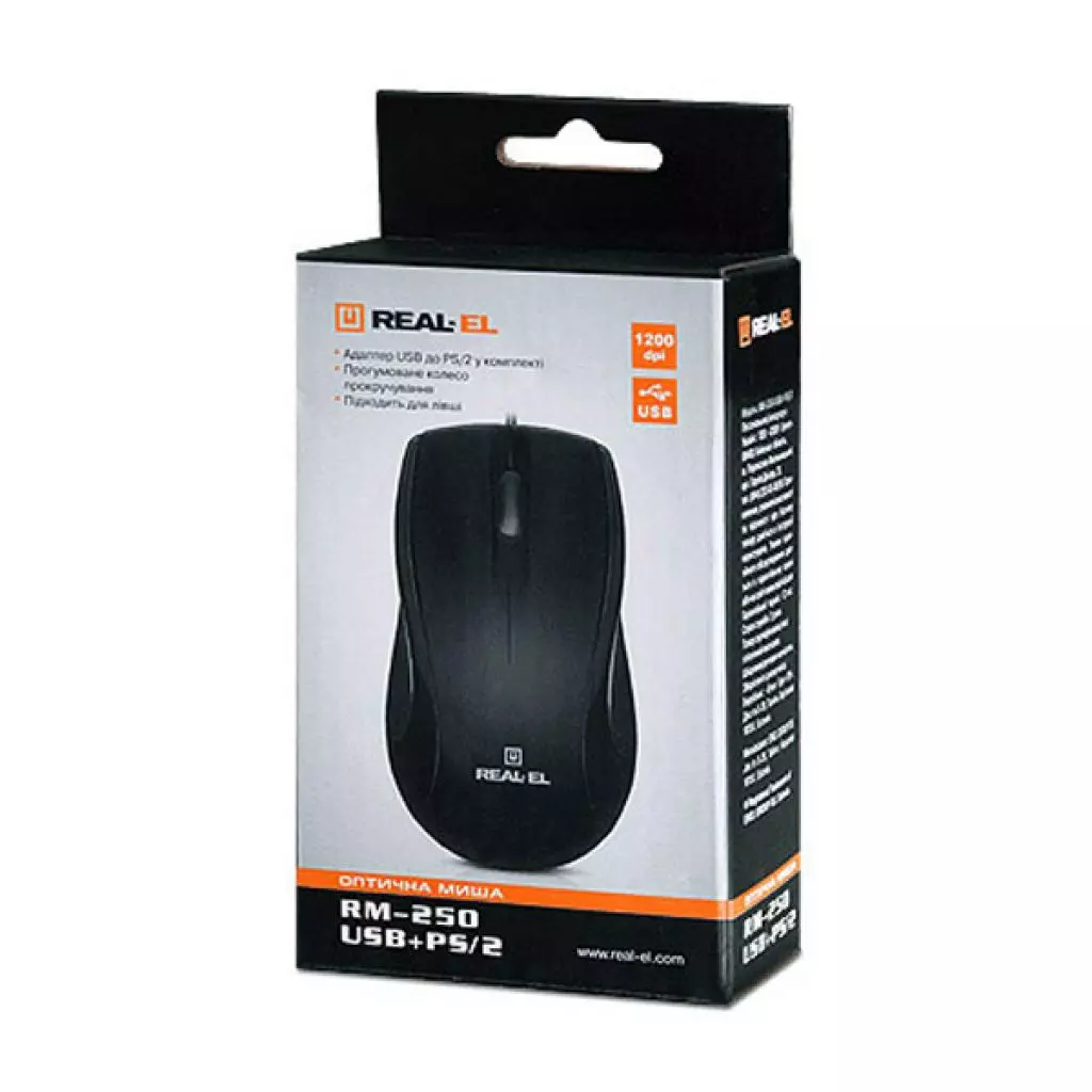 Мышка REAL-EL RM-250 USB+PS/2, black - 4 Мышка REAL-EL RM-250 USB+PS/2, black - 4