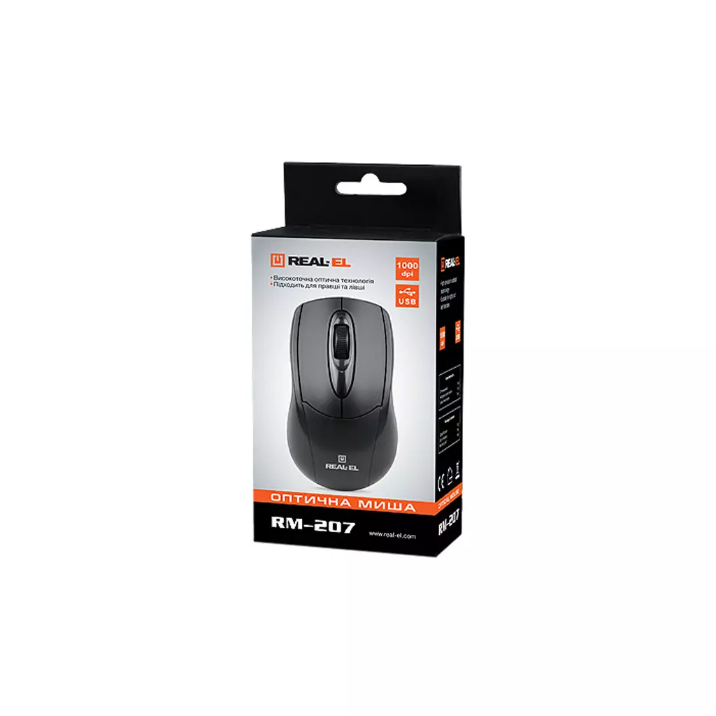 Мышка REAL-EL RM-207, USB, black - 3 Мышка REAL-EL RM-207, USB, black - 3