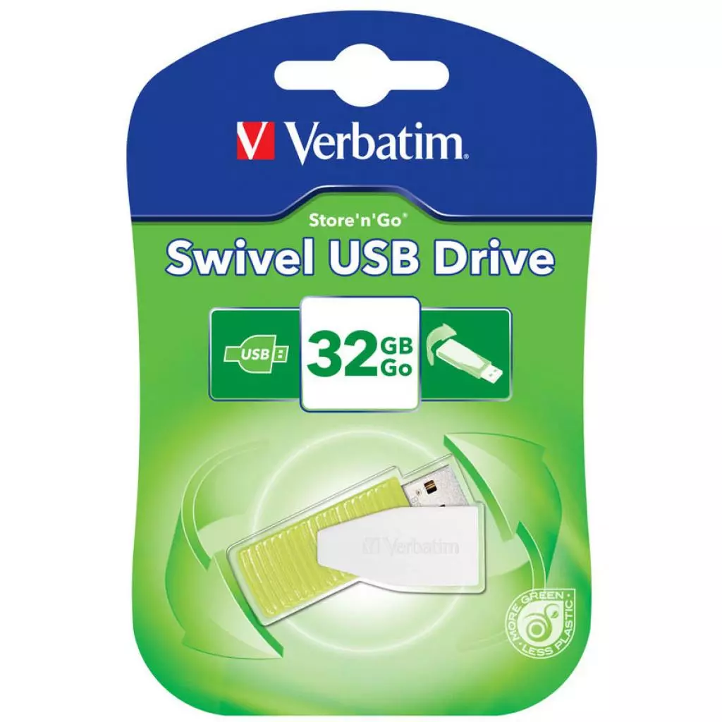 USB флеш накопитель Verbatim 32GB STORE'N'GO SWIVEL GREEN USB 2.0 (49815) - 5 USB флеш накопитель Verbatim 32GB STORE'N'GO SWIVEL GREEN USB 2.0 (49815) - 5