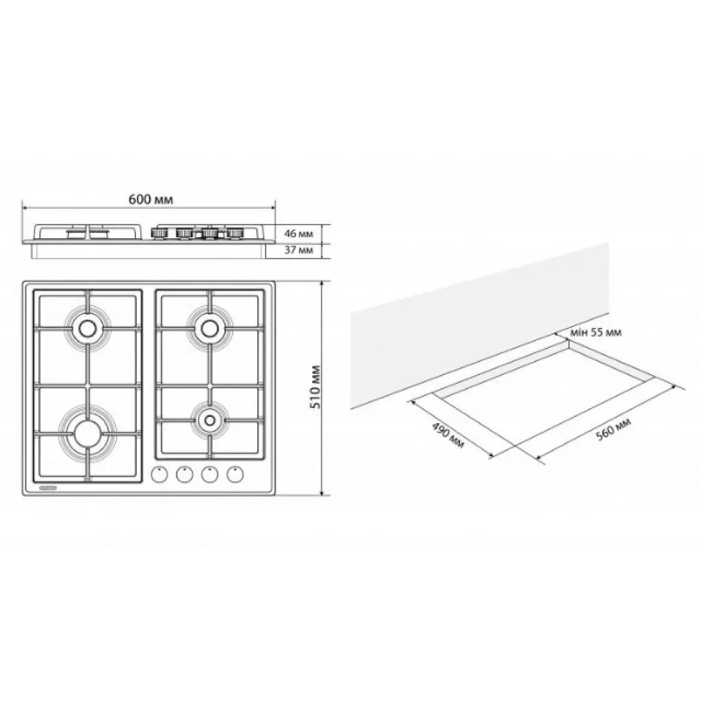Варочная поверхность Eleyus NIKA 60 WH CW (NIKA60WHCW) - 7