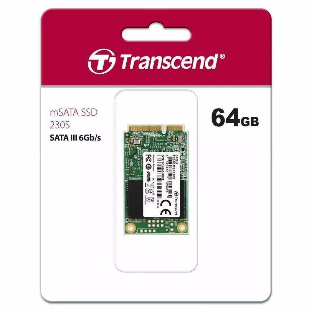 Накопитель SSD mSATA 64GB Transcend (TS64GMSA230S) - 1 Накопитель SSD mSATA 64GB Transcend (TS64GMSA230S) - 1