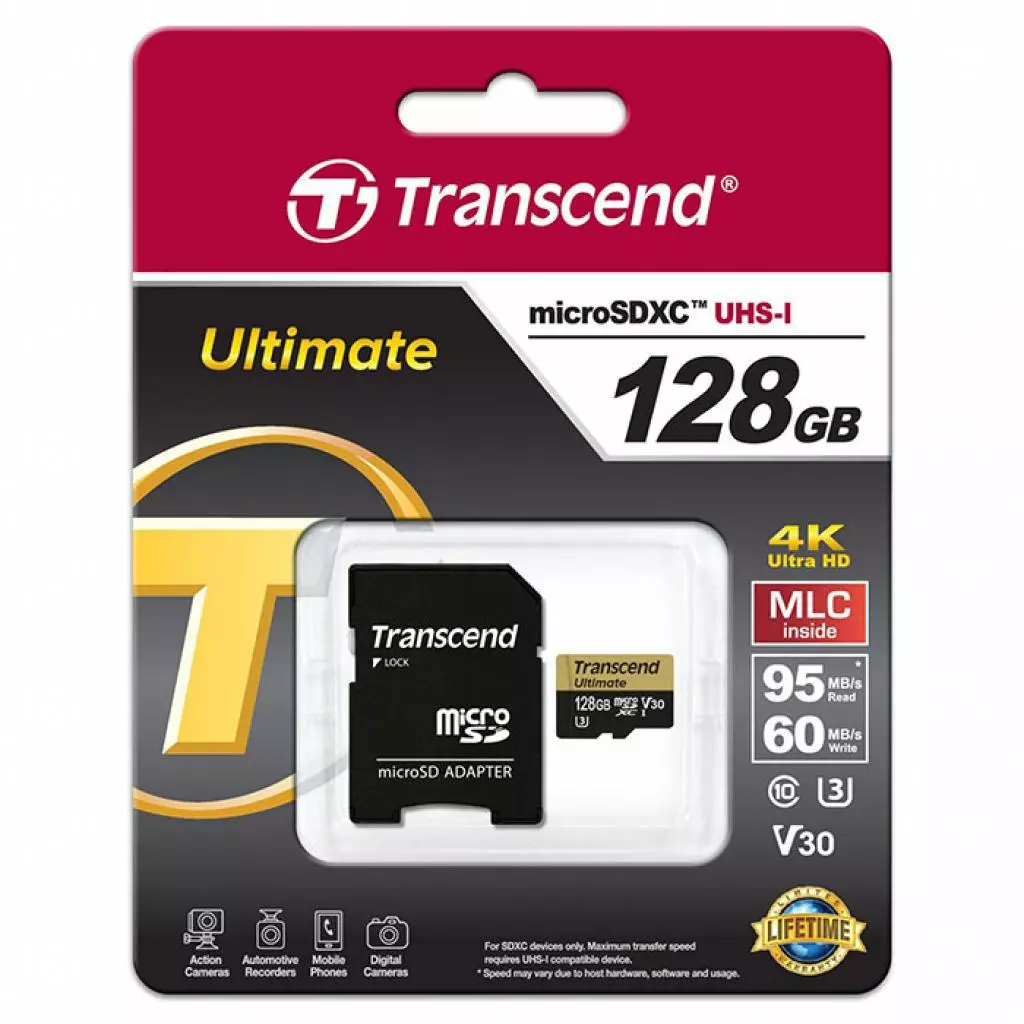 Карта памяти Transcend 128GB microSDXC UHSI U3 MLC (R95,W60MB/S) (TS128GUSDU3M) - 2