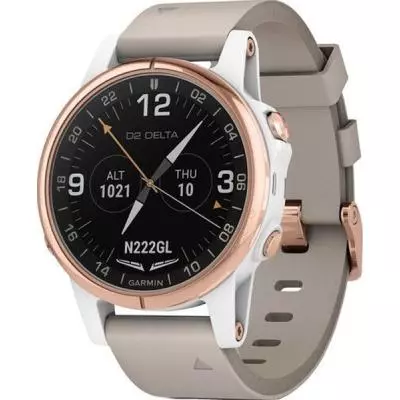 Смарт-часы Garmin D2 Delta S Aviator Watch White/Rose Gold with Beige Leather (010-01987-30)