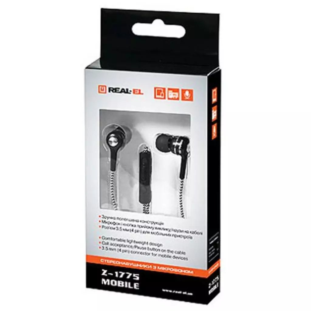Наушники REAL-EL Z-1775 black-white - 1 Наушники REAL-EL Z-1775 black-white - 1