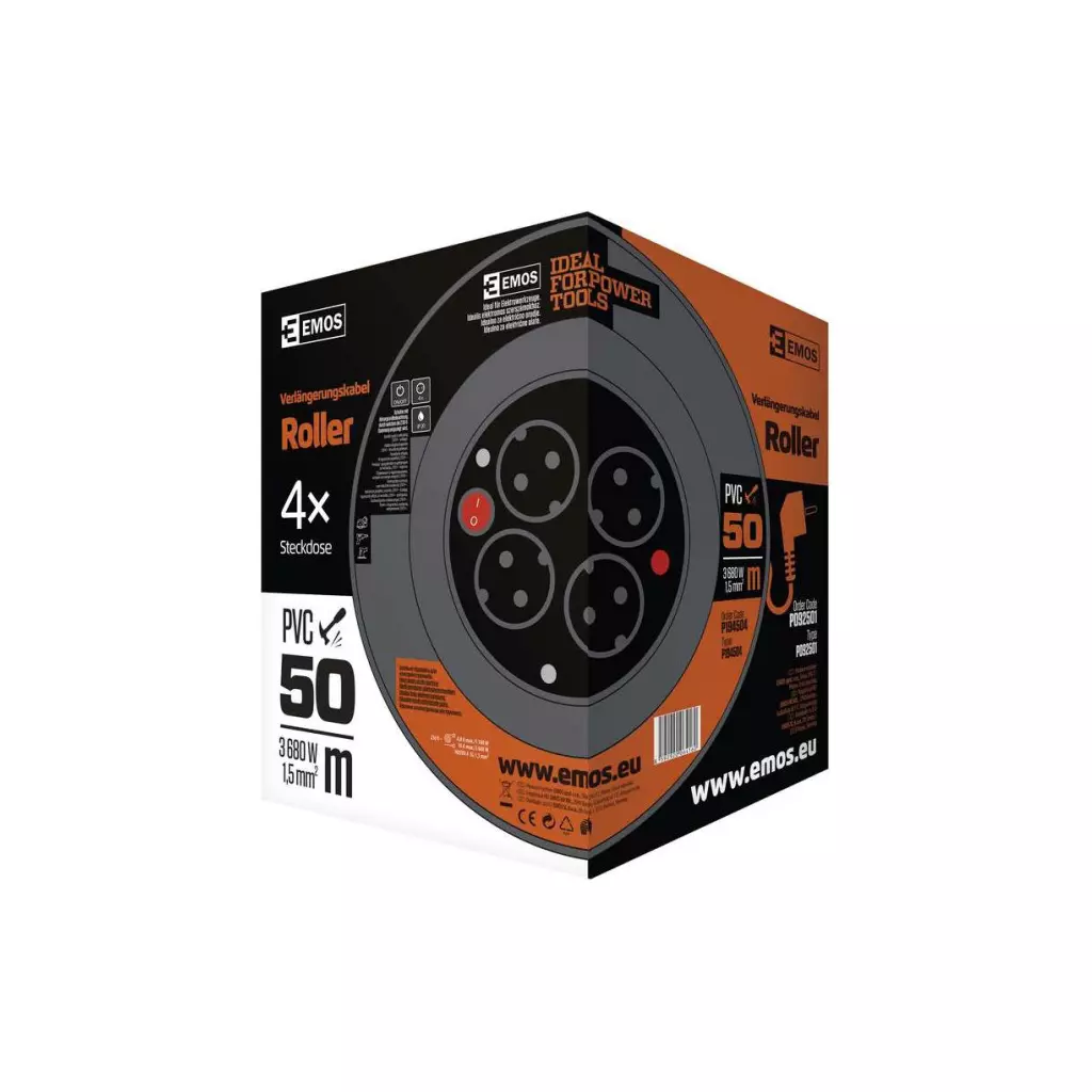 Сетевой удлинитель EMOS катушка 4 роз., 50 м (P092501) - 3 Сетевой удлинитель EMOS катушка 4 роз., 50 м (P092501) - 3