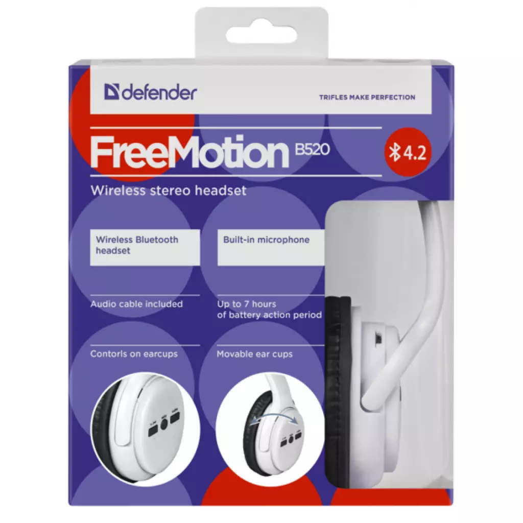 Наушники Defender FreeMotion B520 Bluetooth White (63521) - 3 Наушники Defender FreeMotion B520 Bluetooth White (63521) - 3