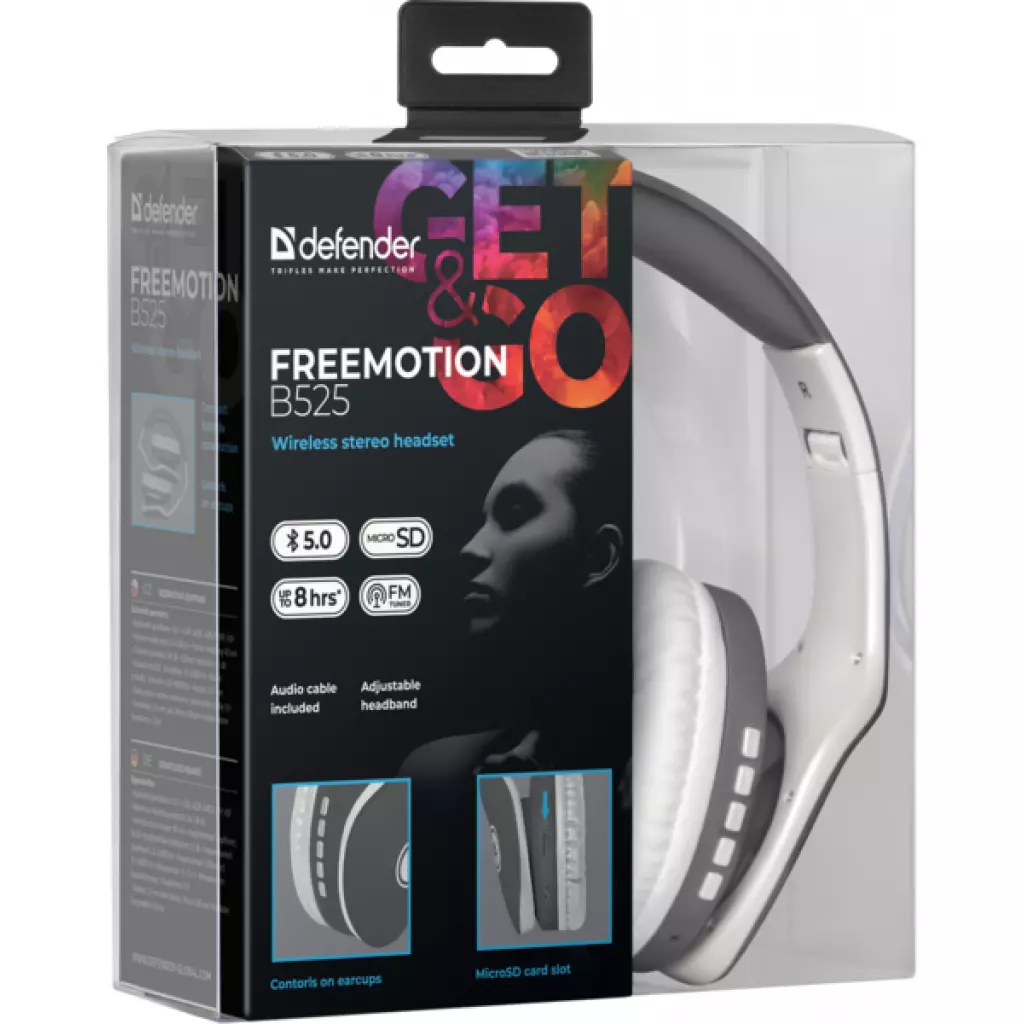 Наушники Defender FreeMotion B525 Bluetooth Gray-White (63527) - 4 Наушники Defender FreeMotion B525 Bluetooth Gray-White (63527) - 4