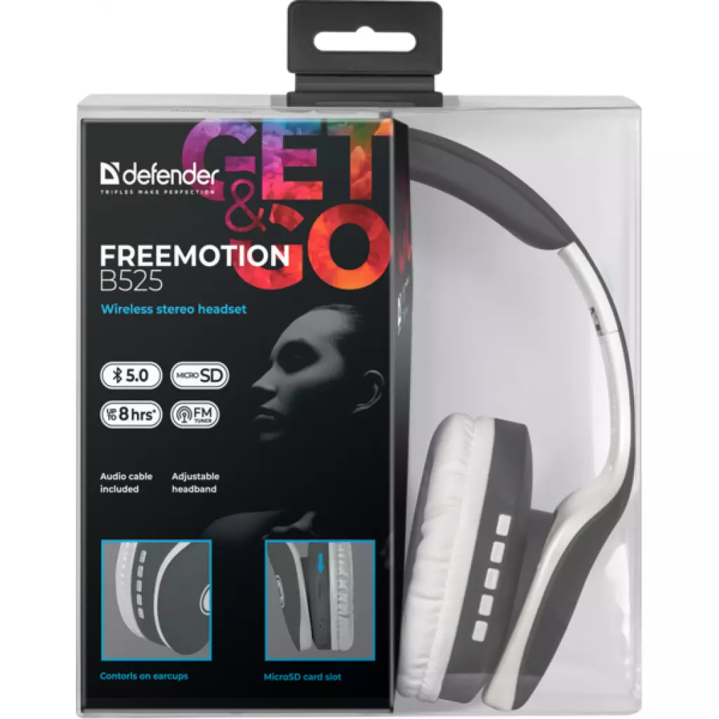 Наушники Defender FreeMotion B525 Bluetooth Gray-White (63527) - 5 Наушники Defender FreeMotion B525 Bluetooth Gray-White (63527) - 5