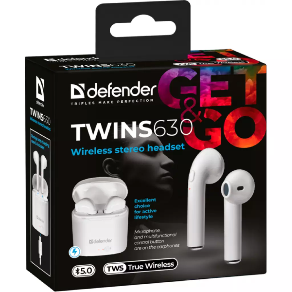 Наушники Defender Twins 630 TWS Bluetooth White (63630) - 4 Наушники Defender Twins 630 TWS Bluetooth White (63630) - 4