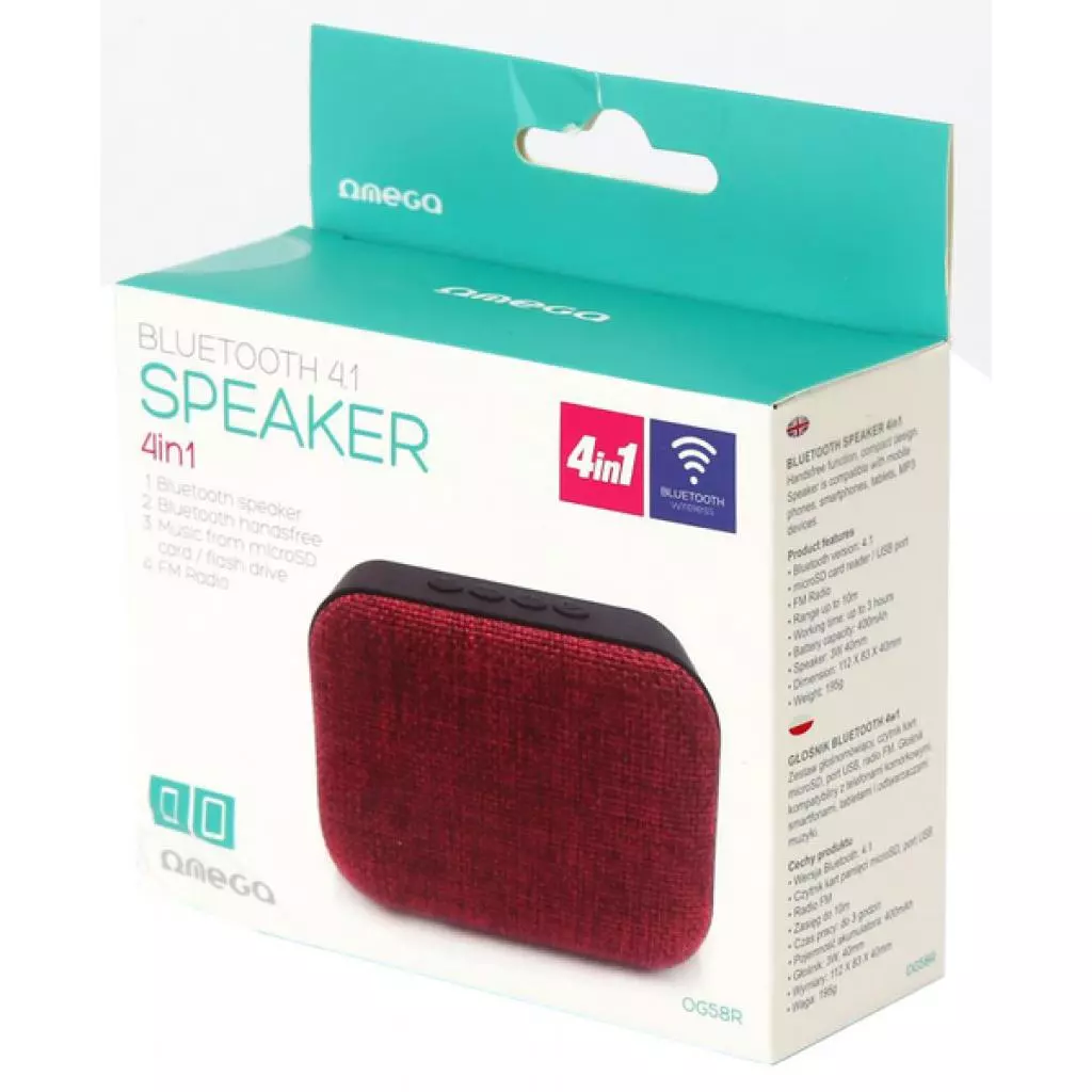 Акустическая система Omega OG58DG Bluetooth Fabric Red (OG58R) - 2