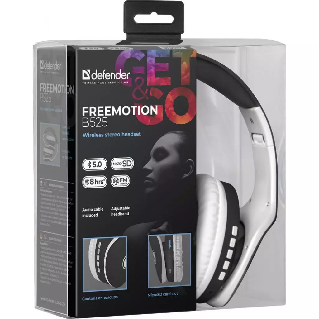 Наушники Defender FreeMotion B525 Bluetooth White-Black (63525) - 4 Наушники Defender FreeMotion B525 Bluetooth White-Black (63525) - 4