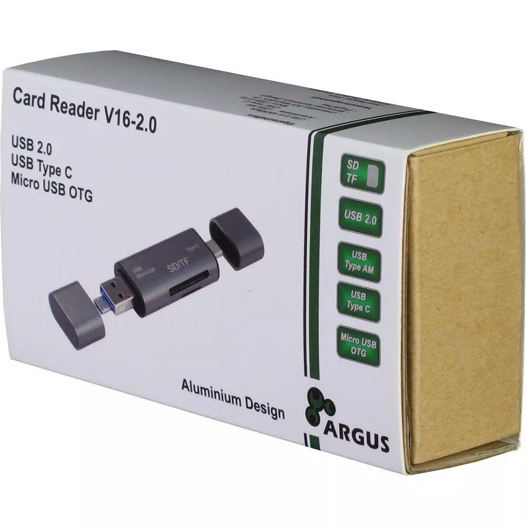 Считыватель флеш-карт Argus USB2.0, USB Type C USB 2.0 Type A Male Micro USB 2.0 (OTG), (V16-2.0) - 6