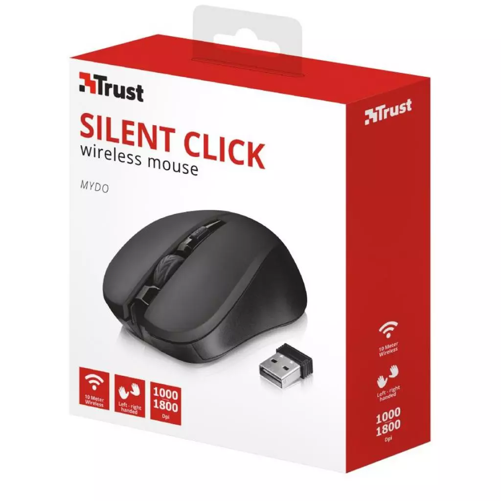 Мышка Trust Mydo Silent wireless mouse black (21869) - 4 Мышка Trust Mydo Silent wireless mouse black (21869) - 4