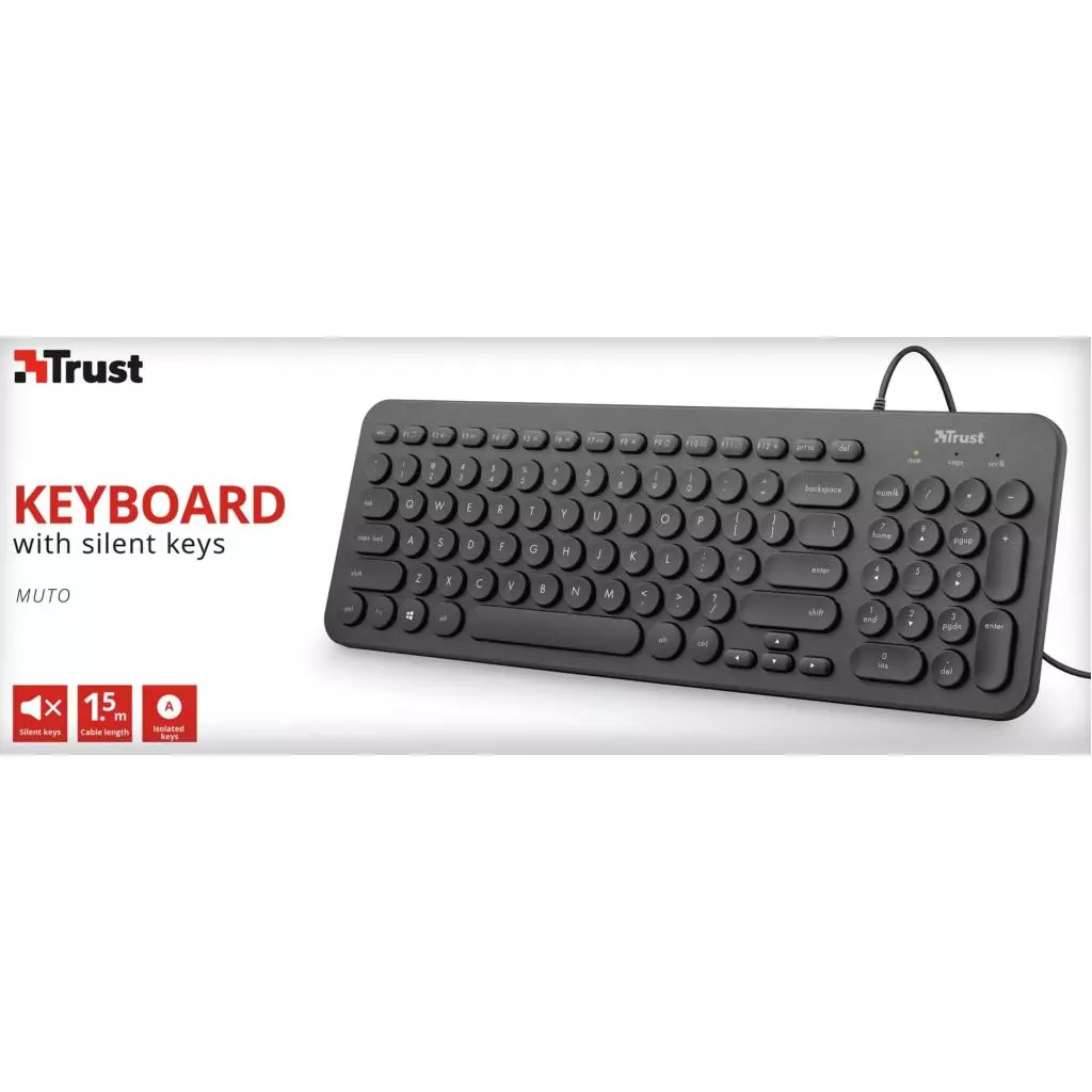 Клавиатура Trust Muto Silent USB Black (23408) - 5 Клавиатура Trust Muto Silent USB Black (23408) - 5