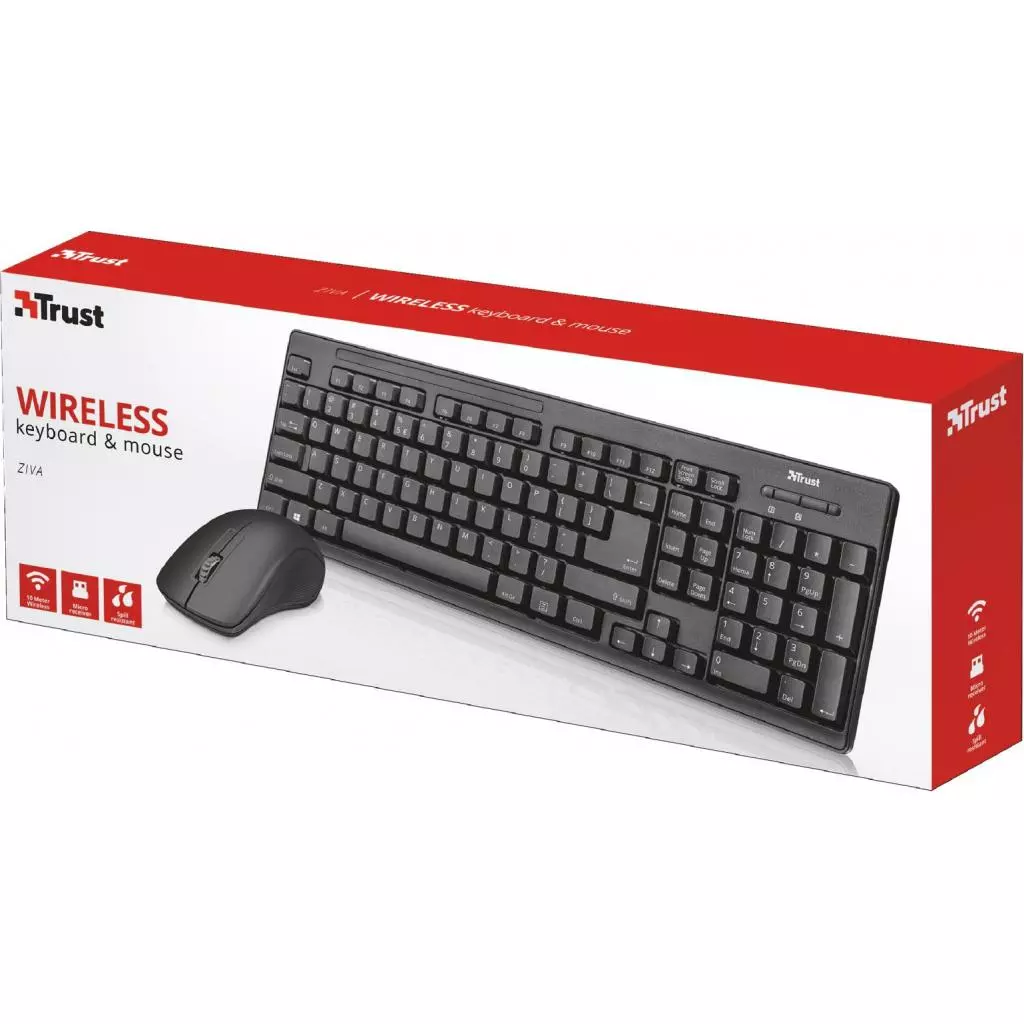 Комплект Trust Ziva wireless keyboard with mouse UKR (22119) - 7 Комплект Trust Ziva wireless keyboard with mouse UKR (22119) - 7