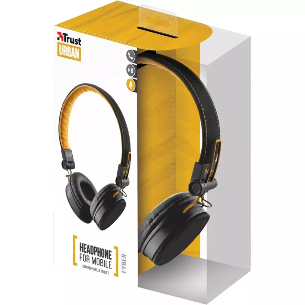 Наушники Trust Urban Revolt Fyber Headphone Black-Orange (20079) - 5 Наушники Trust Urban Revolt Fyber Headphone Black-Orange (20079) - 5