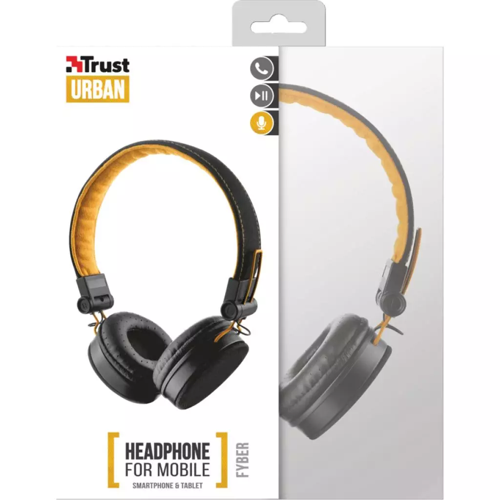 Наушники Trust Urban Revolt Fyber Headphone Black-Orange (20079) - 6 Наушники Trust Urban Revolt Fyber Headphone Black-Orange (20079) - 6