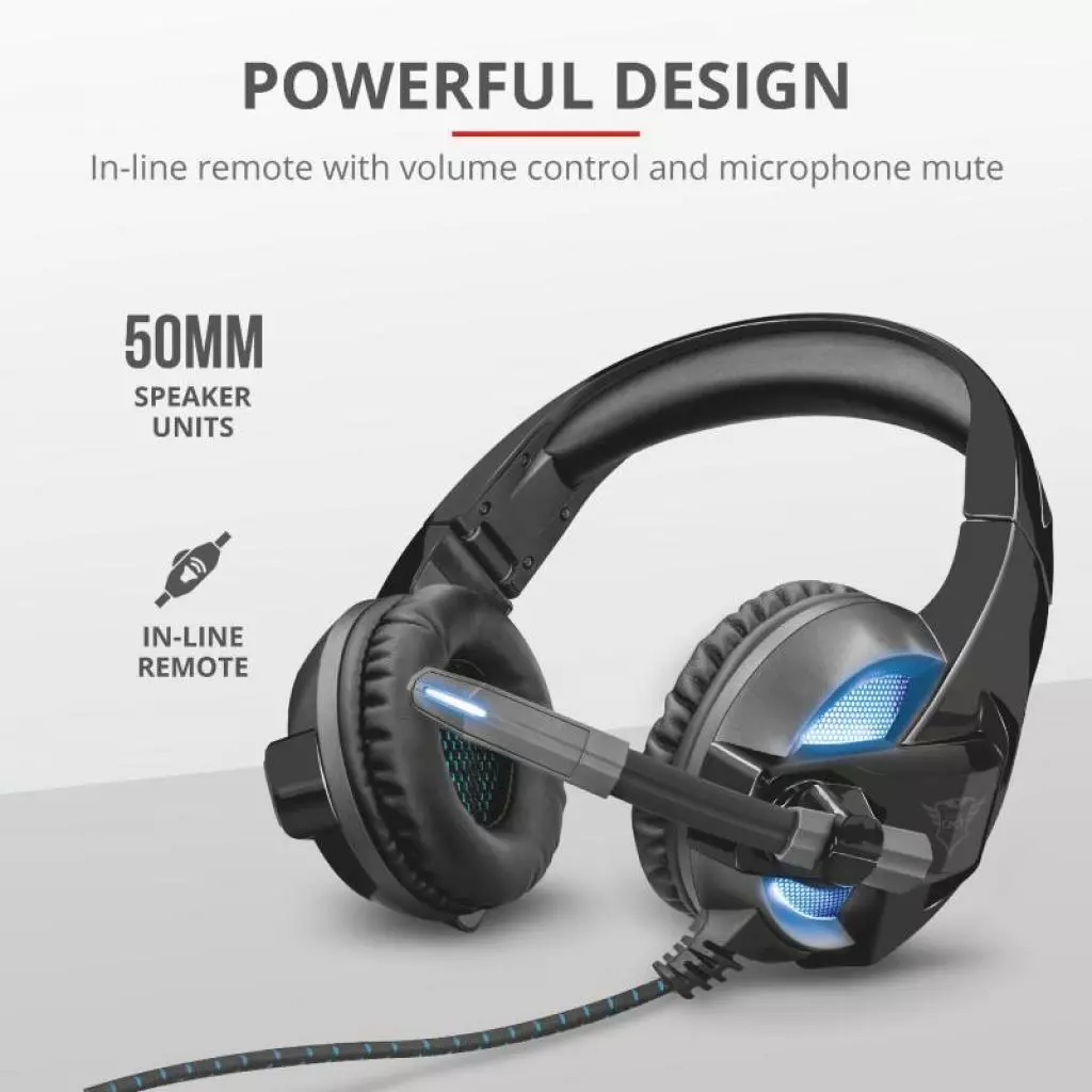 Наушники Trust GXT 410 Rune Illuminated 3.5mm+USB BLACK (22896) - 1