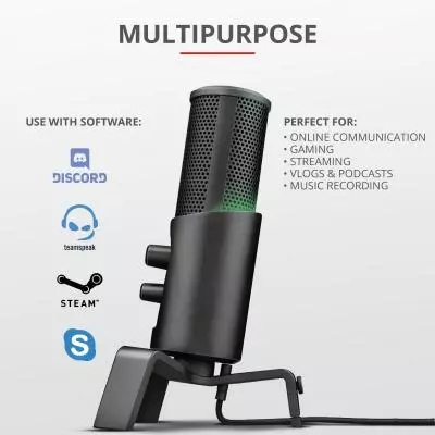 Микрофон Trust GXT 258 Fyru USB 4-in-1 Streaming Microphone Black (23465) - 10 Микрофон Trust GXT 258 Fyru USB 4-in-1 Streaming Microphone Black (23465) - 10