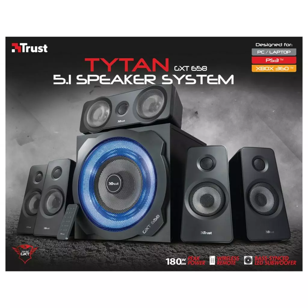Акустическая система Trust GXT 658 Tytan 5.1 Surround Speaker System (21738) - 2 Акустическая система Trust GXT 658 Tytan 5.1 Surround Speaker System (21738) - 2
