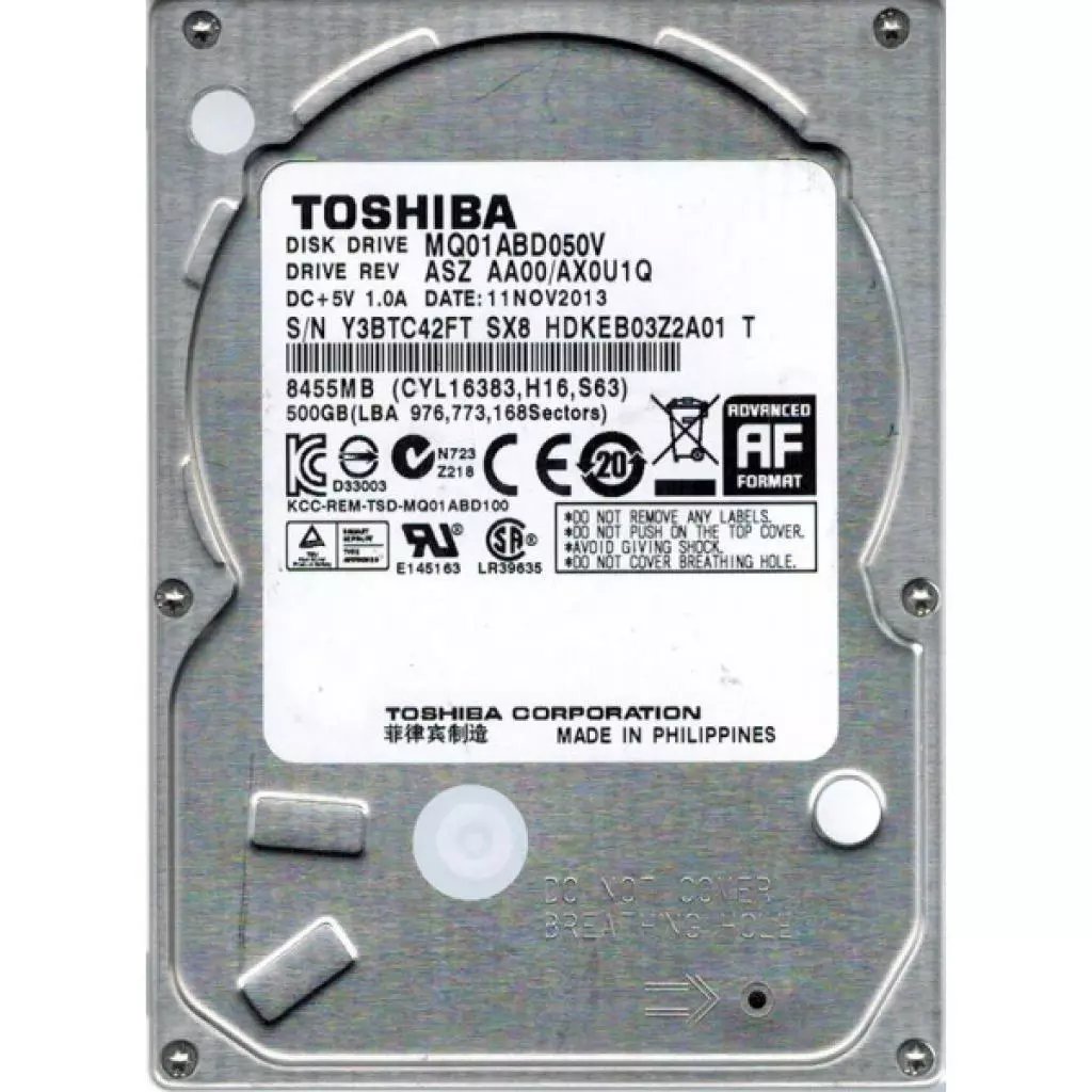 Жесткий диск для ноутбука 2.5" 500GB Toshiba (# MQ01ABD050V #)