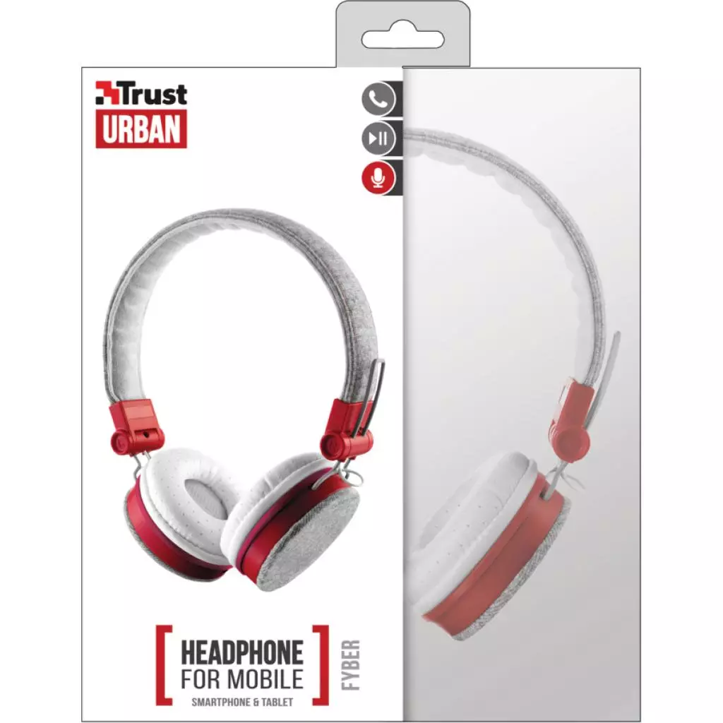 Наушники Trust Urban Revolt Fyber Headphone Grey-Red (20073) - 5 Наушники Trust Urban Revolt Fyber Headphone Grey-Red (20073) - 5
