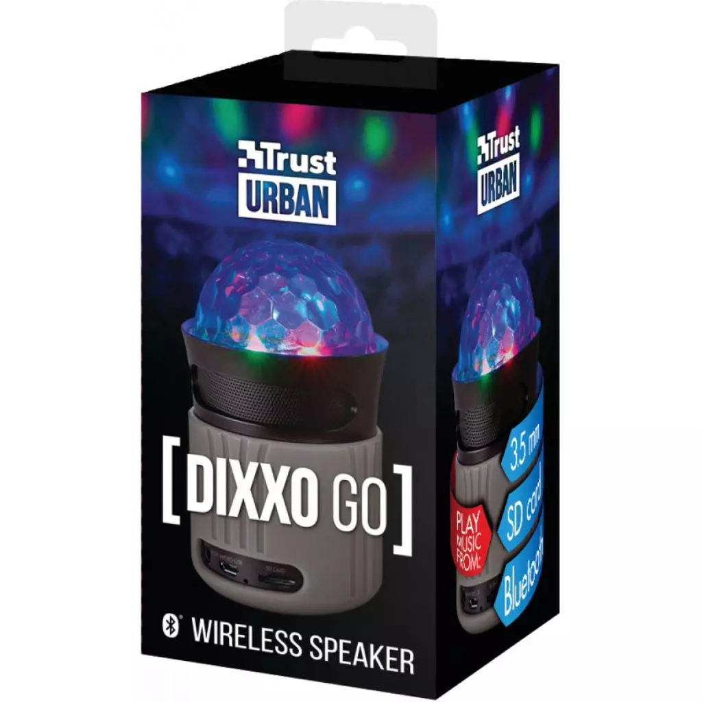 Акустическая система Trust Dixxo Go Wireless Bluetooth Speaker with party lights grey (21345) - 5