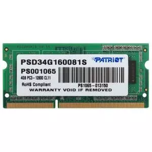 Модуль памяти для ноутбука SoDIMM DDR3 4GB 1600 MHz Patriot (PSD34G160081S)