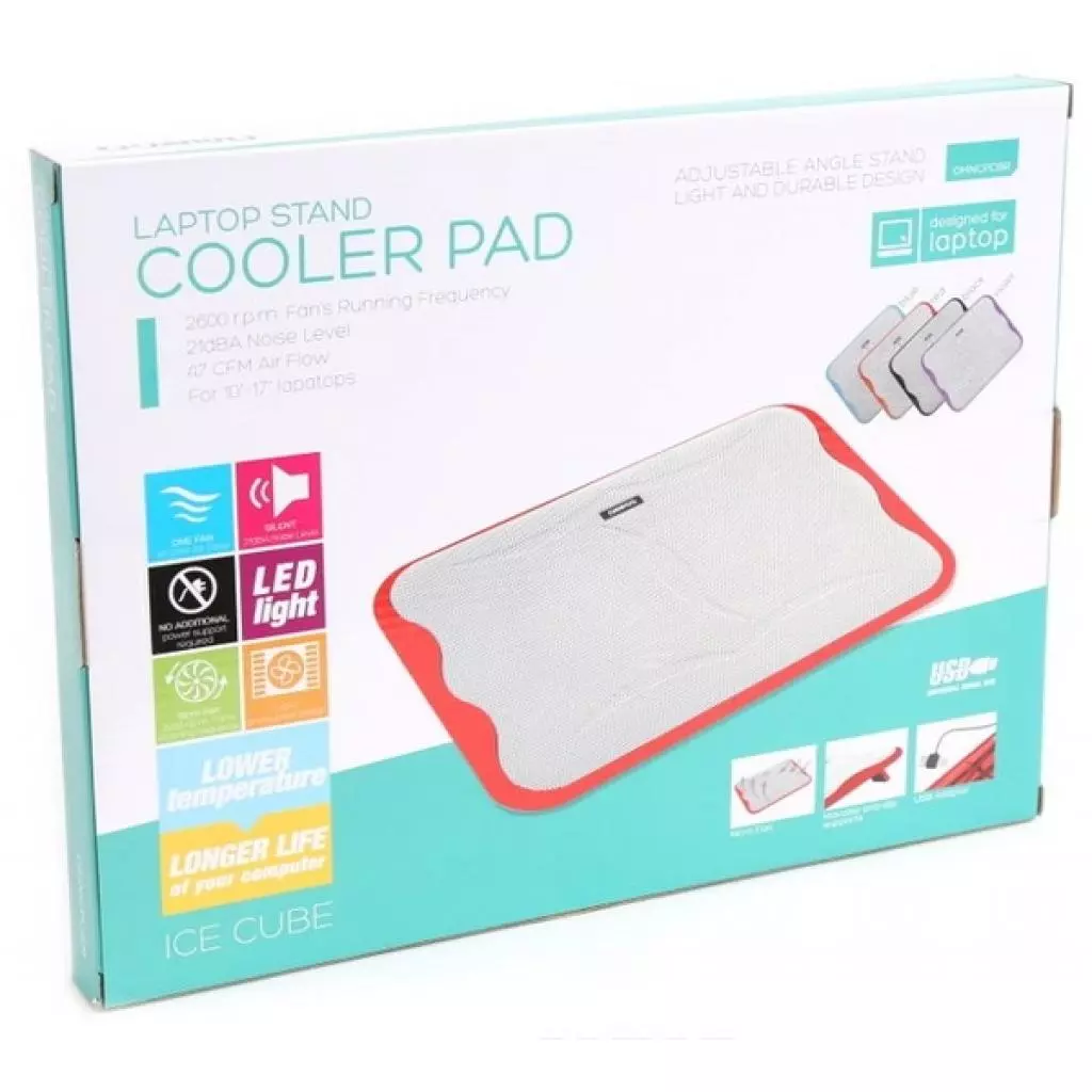 Подставка для ноутбука Omega Ice Cube Laptop Cooler Pad Red (OMNCPCBR) - 2 Подставка для ноутбука Omega Ice Cube Laptop Cooler Pad Red (OMNCPCBR) - 2