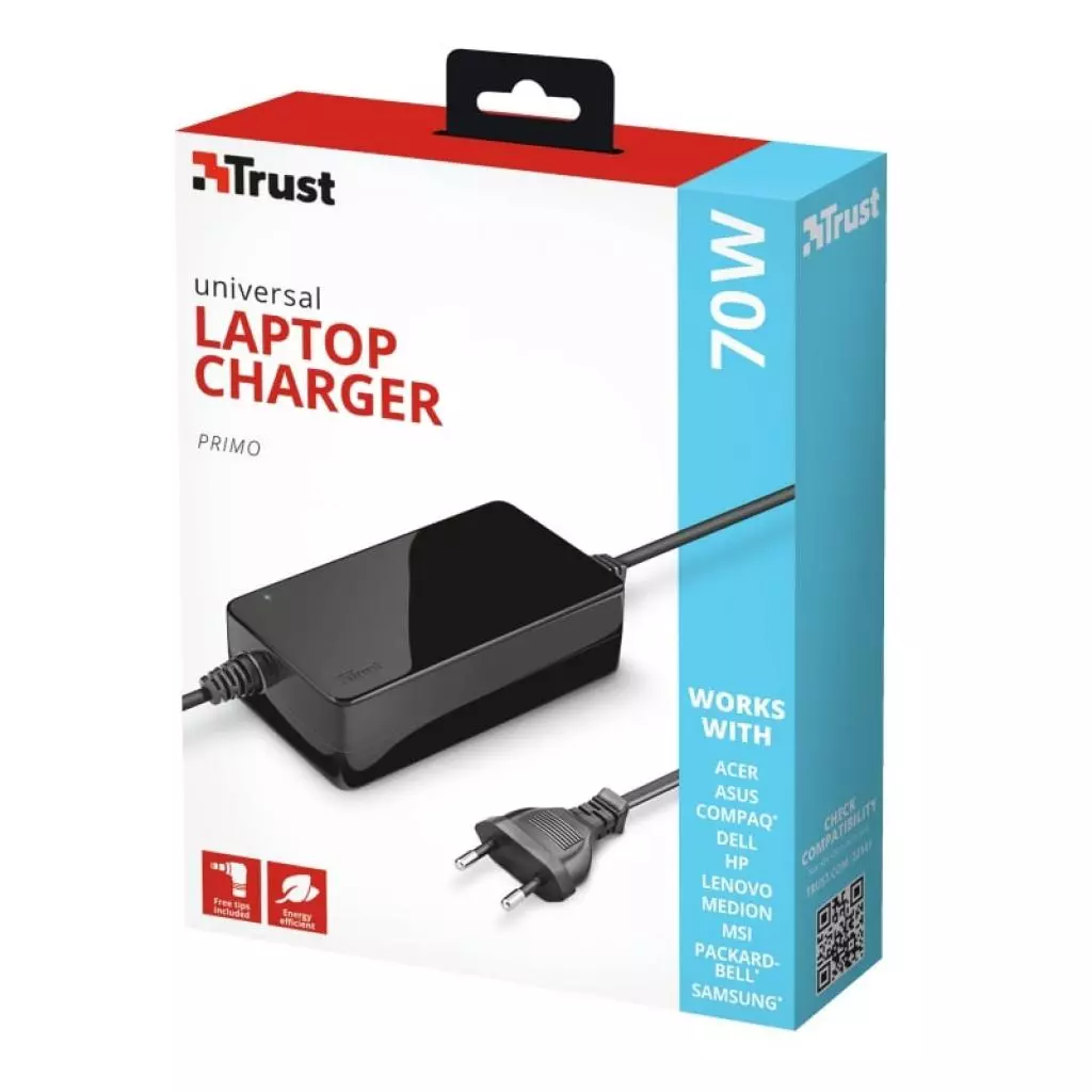 Блок питания к ноутбуку Trust Primo 70W-19V Universal Laptop Charger (22141) - 3 Блок питания к ноутбуку Trust Primo 70W-19V Universal Laptop Charger (22141) - 3
