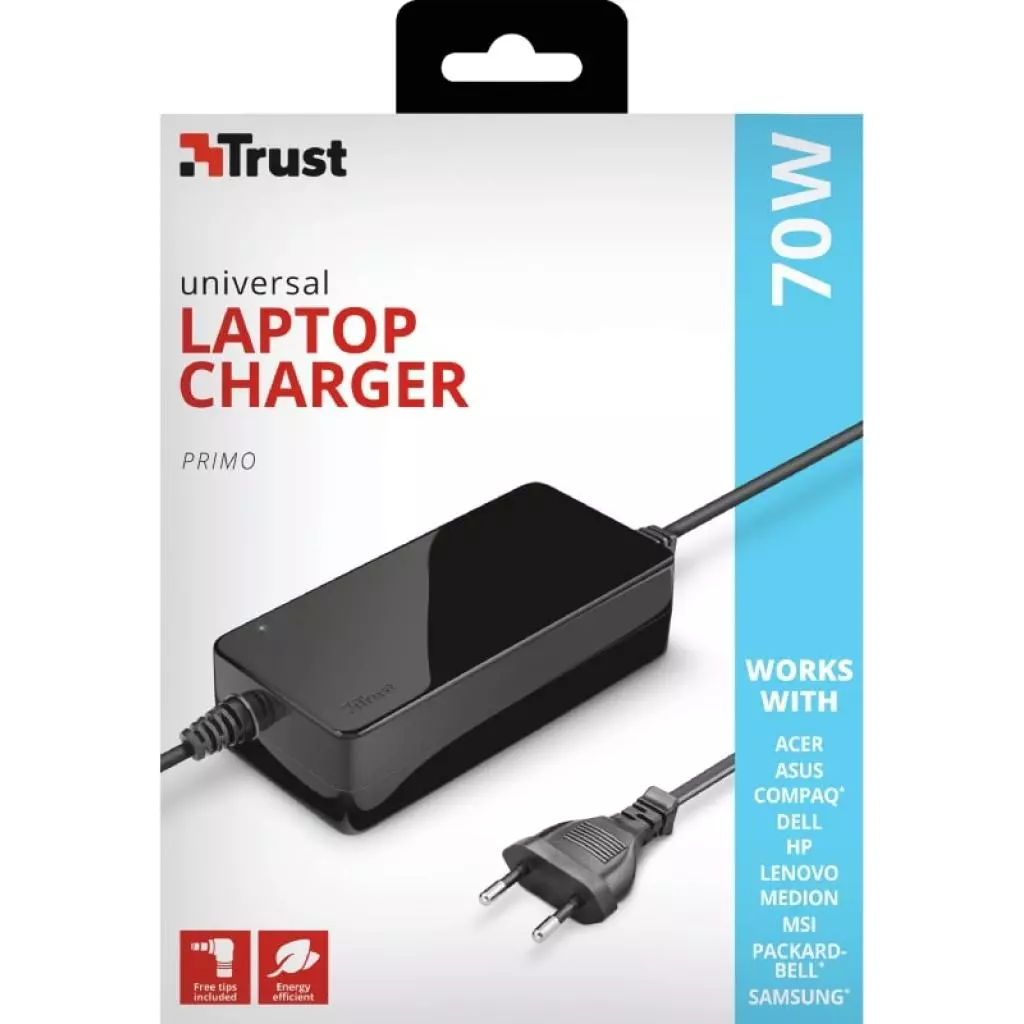Блок питания к ноутбуку Trust Primo 70W-19V Universal Laptop Charger (22141_TRUST) - 4 Блок питания к ноутбуку Trust Primo 70W-19V Universal Laptop Charger (22141_TRUST) - 4