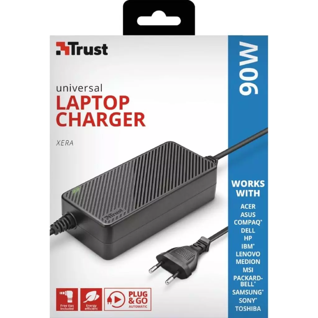 Блок питания к ноутбуку Trust Xera 90W Smart Laptop Charger (22910) - 4 Блок питания к ноутбуку Trust Xera 90W Smart Laptop Charger (22910) - 4