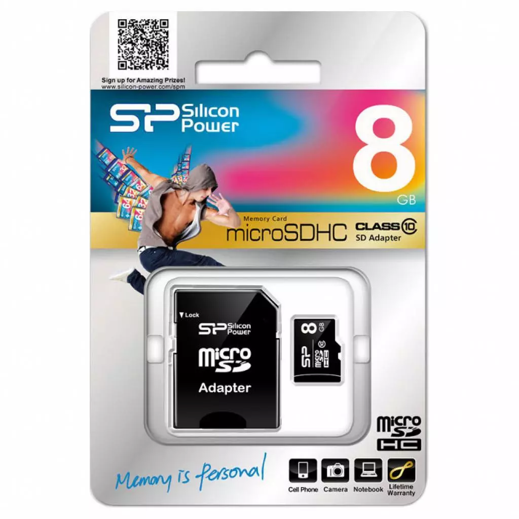 Карта памяти Silicon Power 8GB microSD class 10 (SP008GBSTH010V10SP) - 1