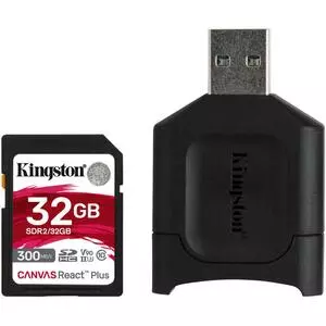 Карта памяти Kingston 32GB SDHC class 10 UHS-I U3 React Plus + USB-кардридер (MLPR2/32GB)