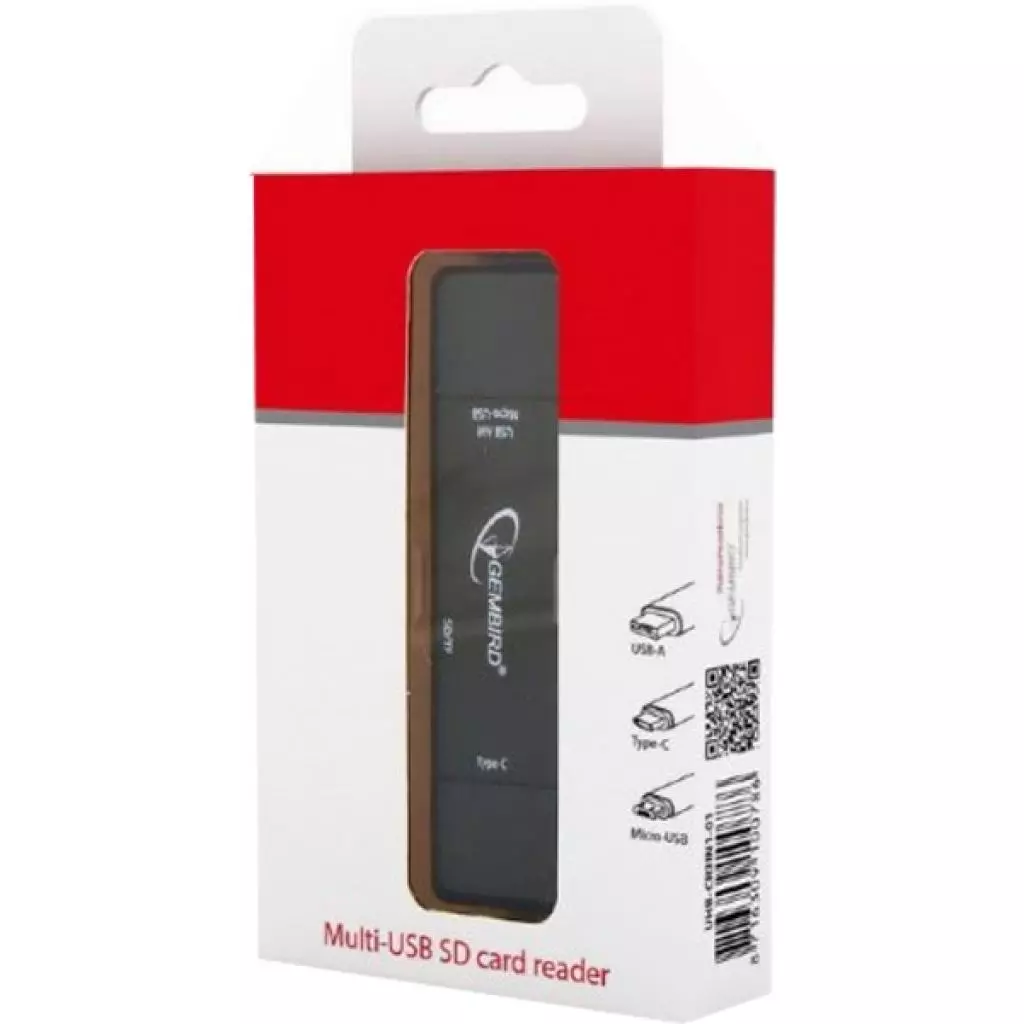 Считыватель флеш-карт Gembird USB/micro USB SD/TF (UHB-CR3IN1-01) - 4 Считыватель флеш-карт Gembird USB/micro USB SD/TF (UHB-CR3IN1-01) - 4