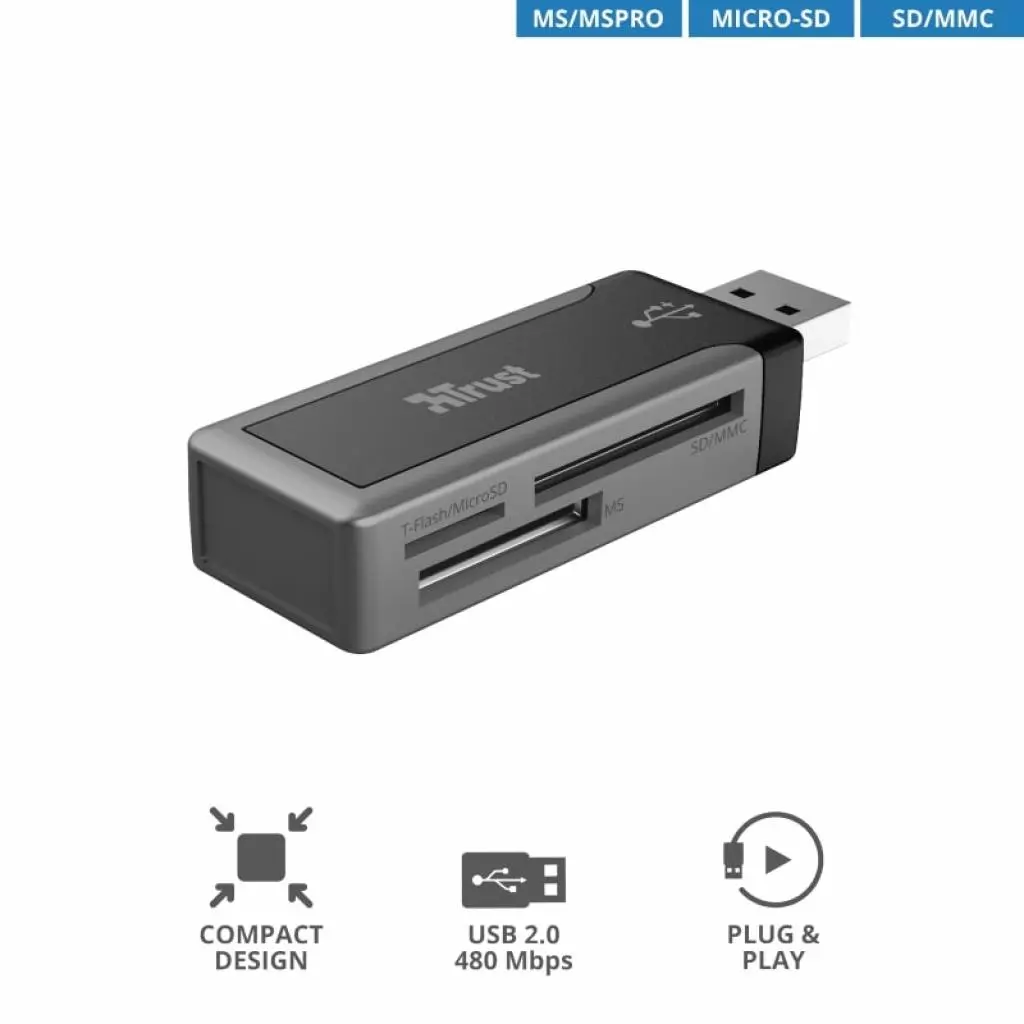 Считыватель флеш-карт Trust MRC-110 Mini USB 2.0 Black (21167_TRUST) - 3