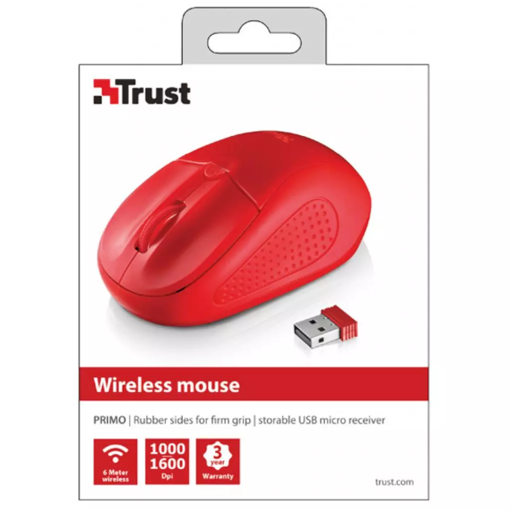 Мышка Trust Primo Wireless Mouse Red (20787) - 4