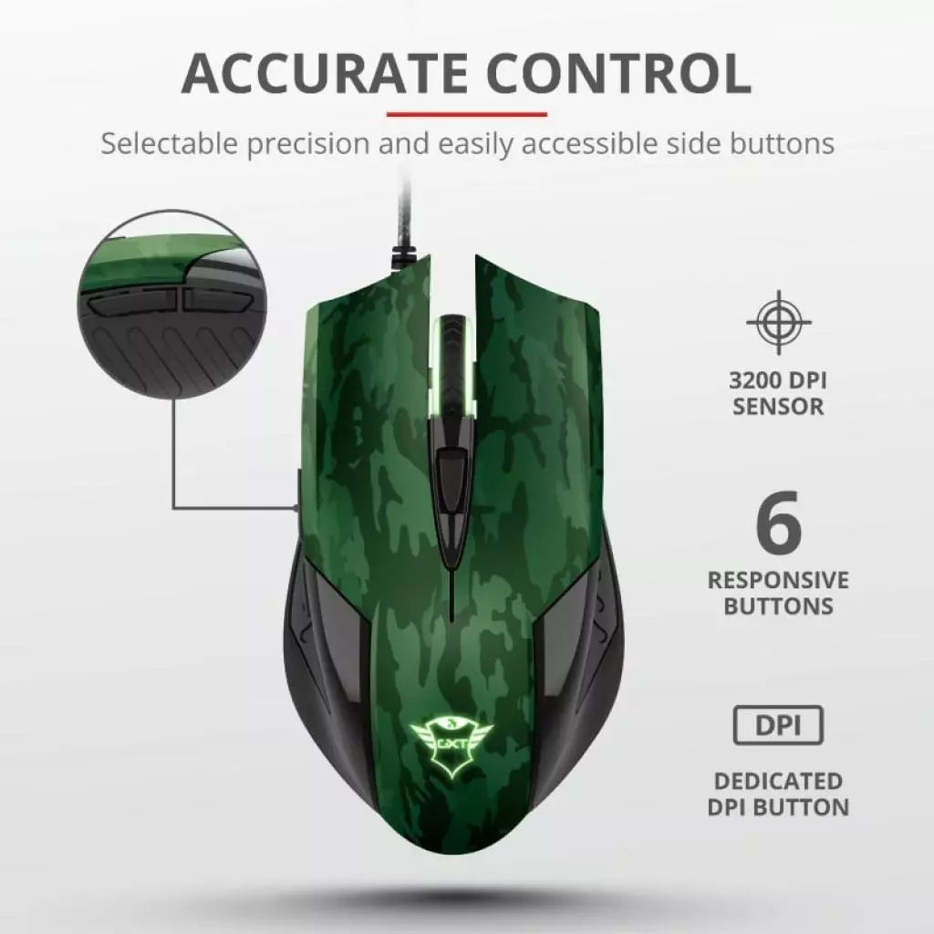 Мышка Trust GXT 781 Rixa Camo Mouse & Pad USB Camouflage (23611) - 9 Мышка Trust GXT 781 Rixa Camo Mouse & Pad USB Camouflage (23611) - 9