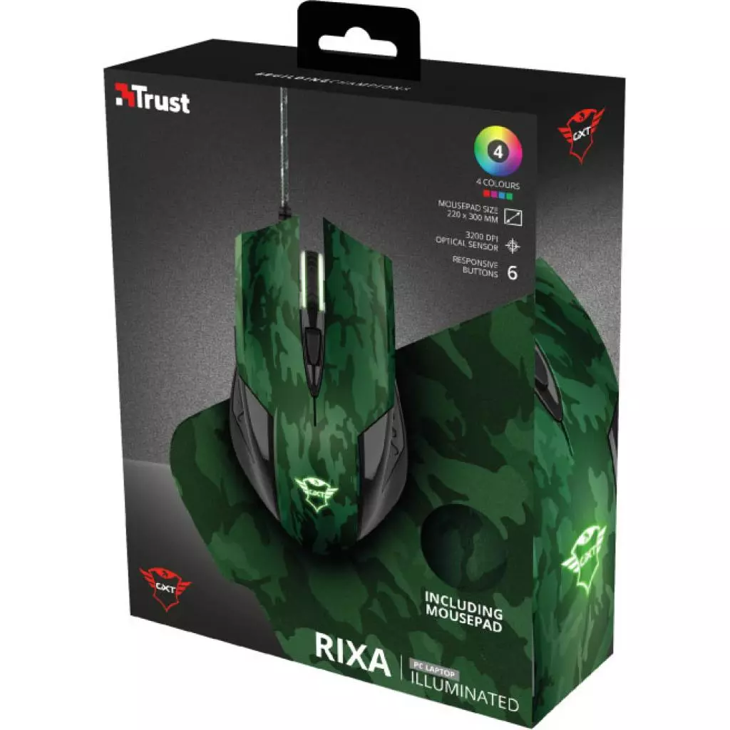 Мышка Trust GXT 781 Rixa Camo Mouse & Pad USB Camouflage (23611) - 10 Мышка Trust GXT 781 Rixa Camo Mouse & Pad USB Camouflage (23611) - 10