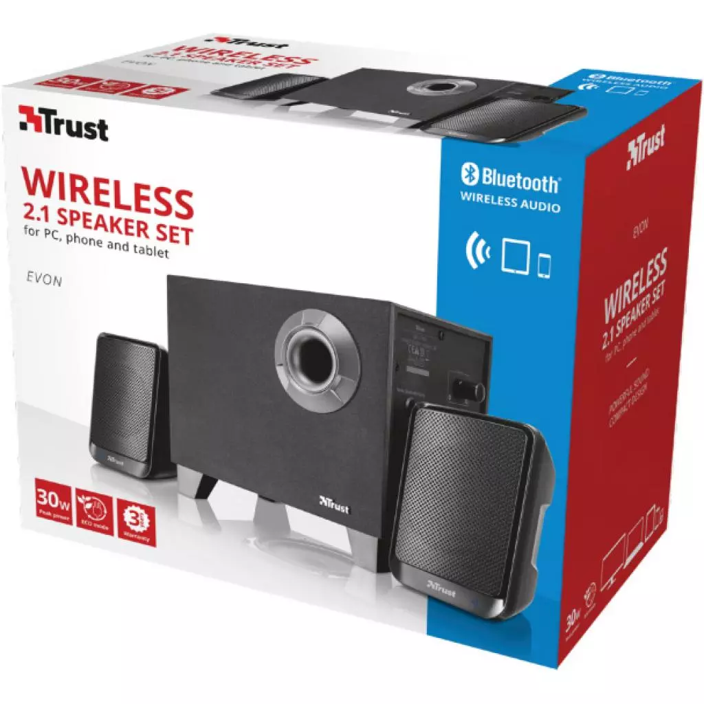 Акустическая система Trust Evon Wireless 2.1 Speaker Set with Bluetooth (21184) - 3 Акустическая система Trust Evon Wireless 2.1 Speaker Set with Bluetooth (21184) - 3