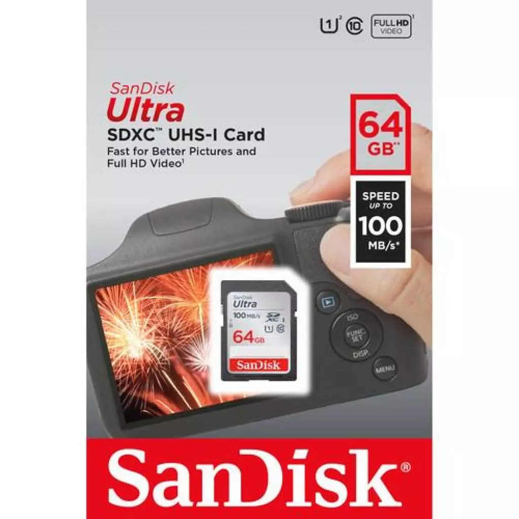 Карта памяти SanDisk 64GB SDXC class 10 UHS-I Ultra (SDSDUNR-064G-GN6IN) - 1 Карта памяти SanDisk 64GB SDXC class 10 UHS-I Ultra (SDSDUNR-064G-GN6IN) - 1