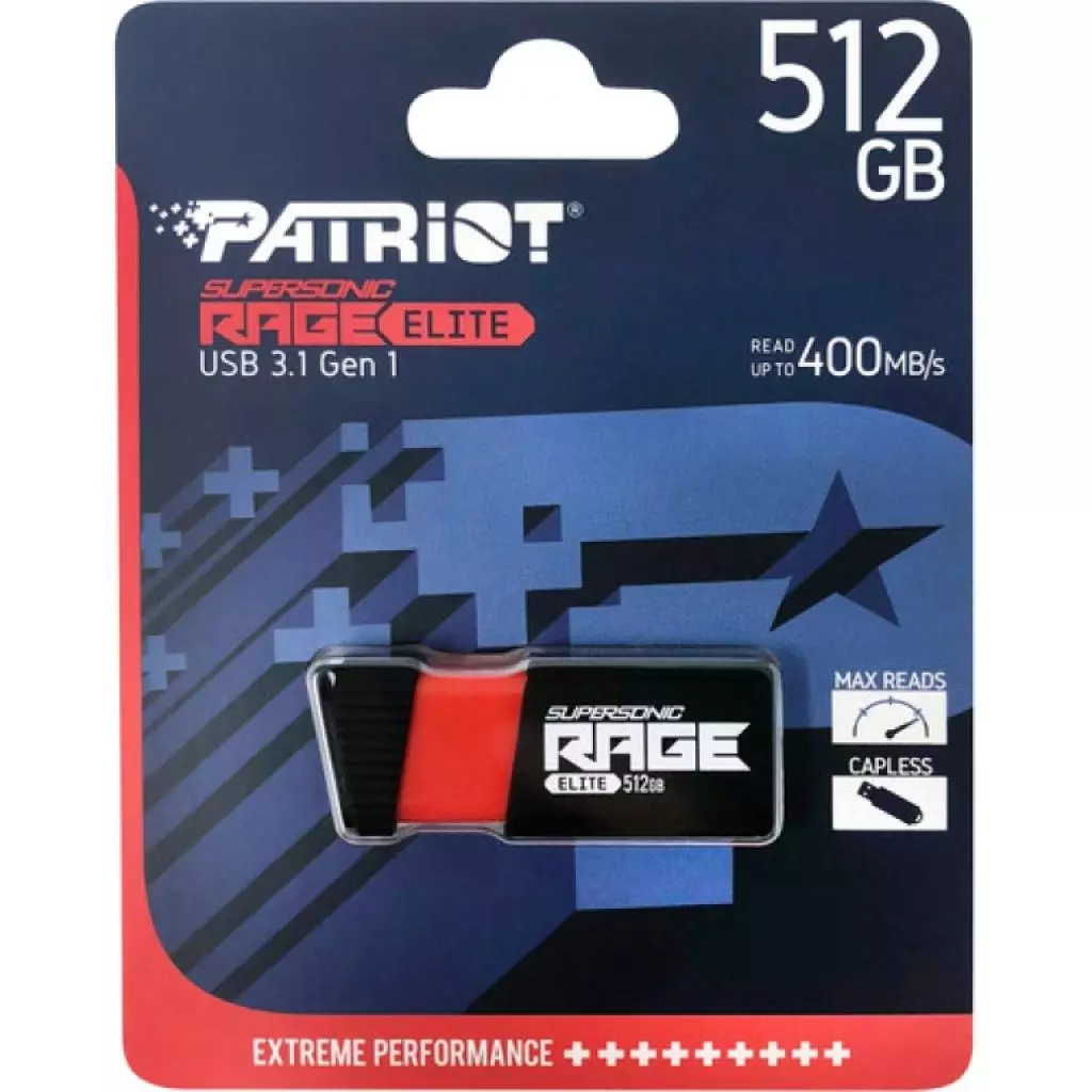 USB флеш накопитель Patriot 512GB Supersonic Rage Elite USB 3.1 (PEF512GSRE3USB) - 3 USB флеш накопитель Patriot 512GB Supersonic Rage Elite USB 3.1 (PEF512GSRE3USB) - 3