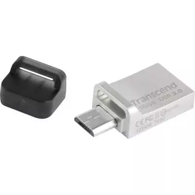 USB флеш накопитель Transcend 16GB JetFlash OTG 880 Metal Silver USB 3.0 (TS16GJF880S) - 1